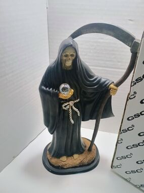 Source Unknown Black Grim Reaper Sculpture with Gold Accents